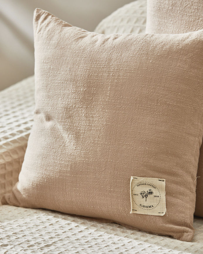 Fodera per cuscino in cotone vintage colore beige in varie misure