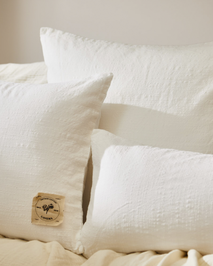 Fodera per cuscino in cotone vintage colore bianco in varie misure