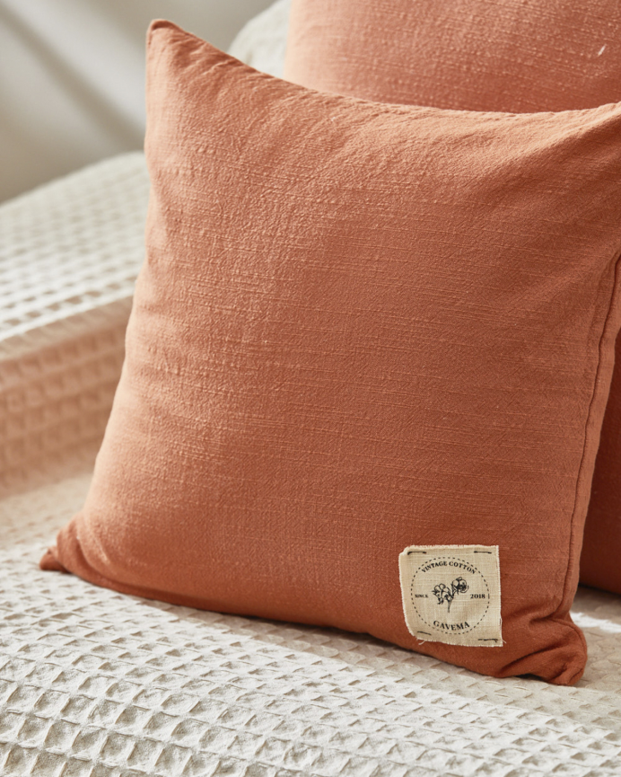 Fodera per cuscino in cotone vintage colore terra in varie misure
