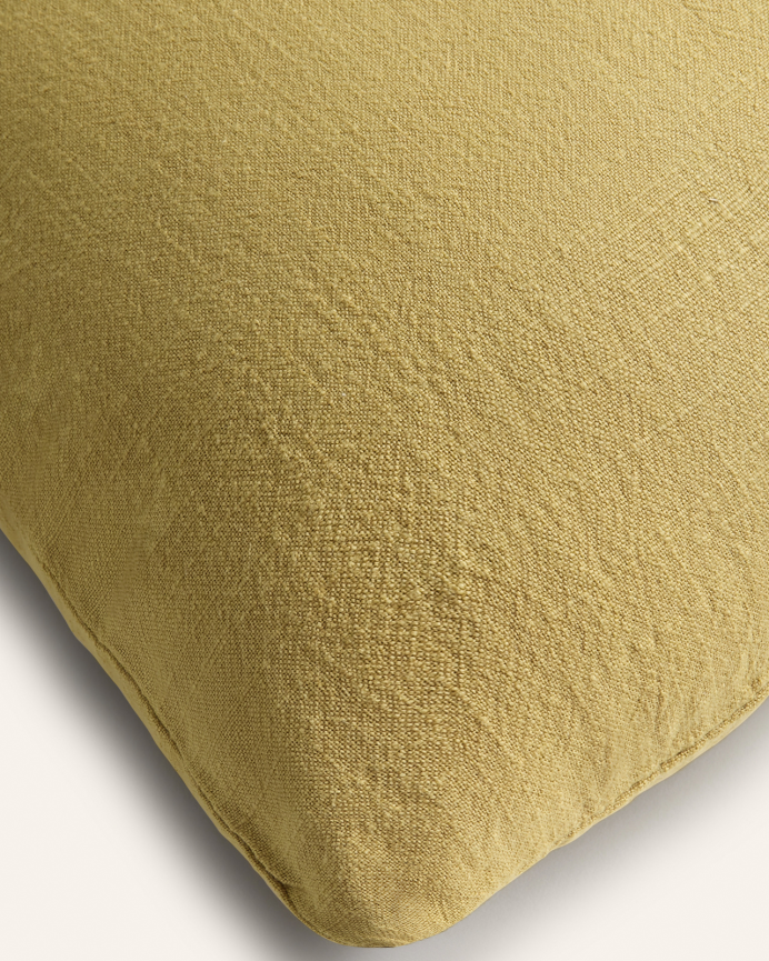 Fodera per cuscino in cotone vintage colore senape in varie misure