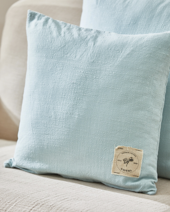 Fodera per cuscino in cotone vintage colore turchese in varie misure