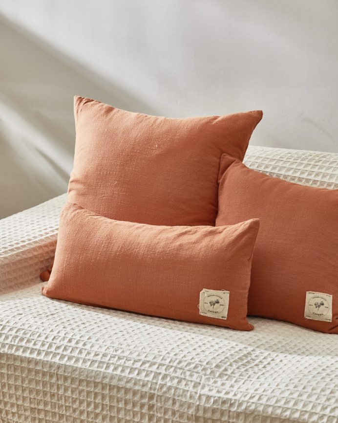 Fodera per cuscino in cotone vintage colore terra in varie misure