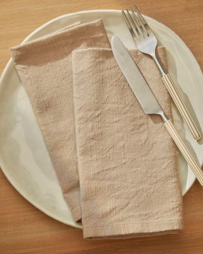 Set 2 tovaglioli in cotone beige 45x45cm
