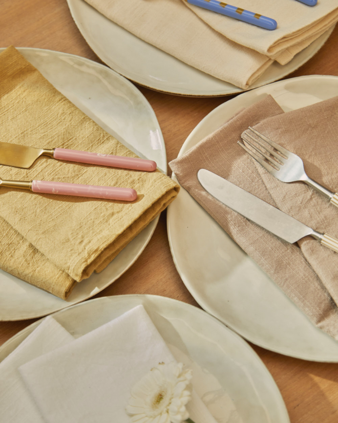 Set 2 tovaglioli in cotone beige 45x45cm