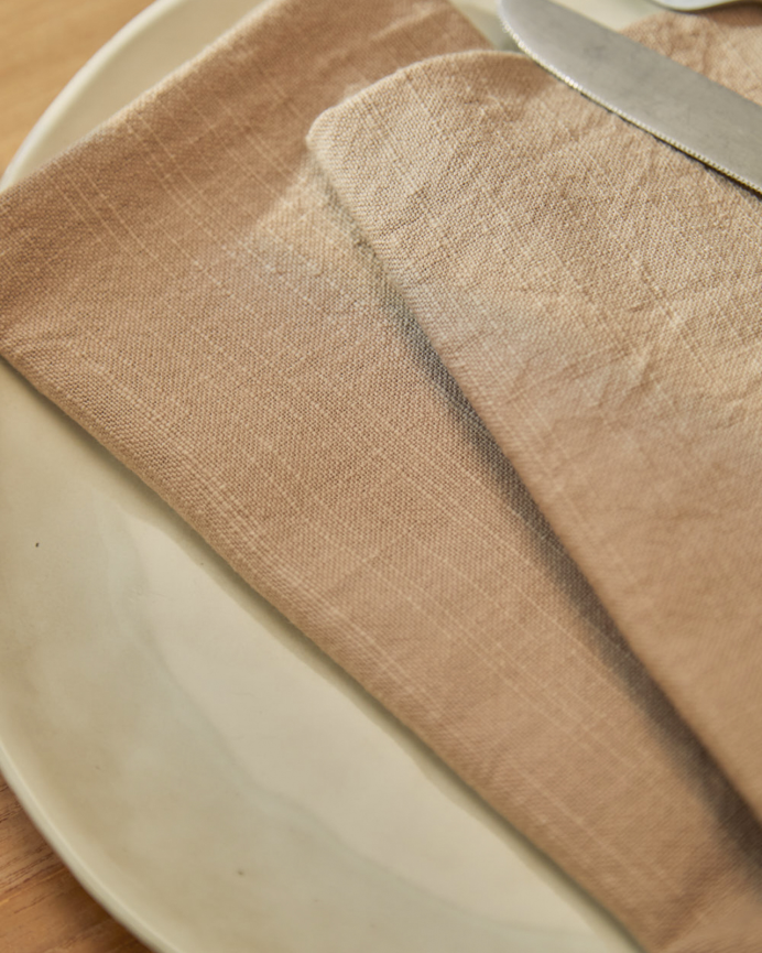 Set 2 tovaglioli in cotone beige 45x45cm