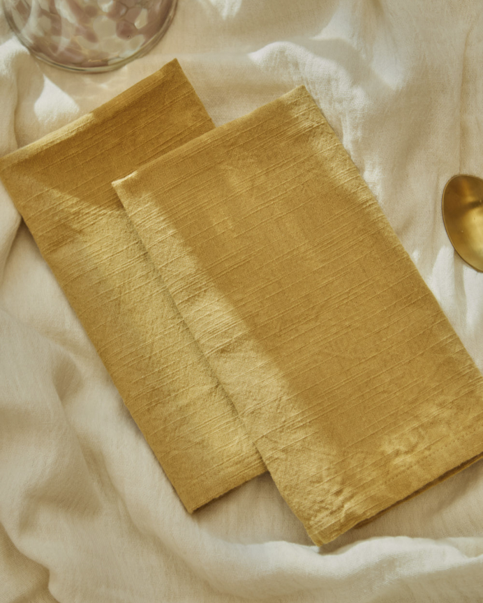 Set 2 tovaglioli in cotone senape 45x45cm