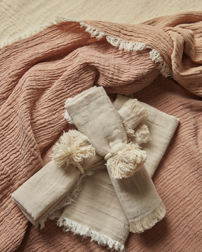Set 4 tovaglioli in cotone beige 45x45cm