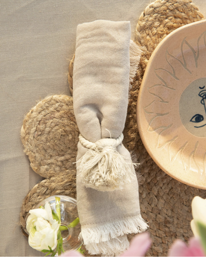 Set 4 tovaglioli in cotone beige 45x45cm