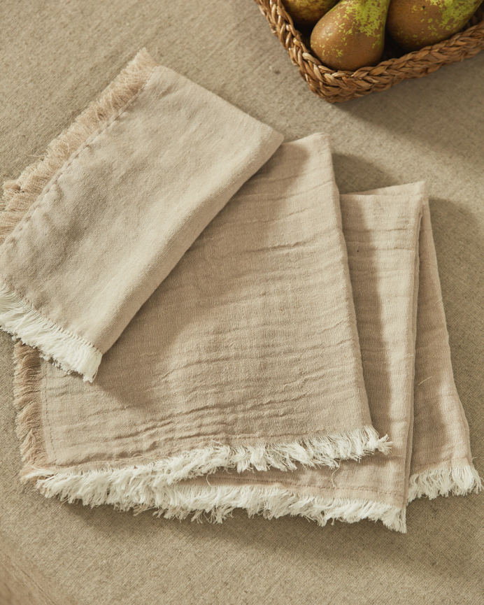 Set 4 tovaglioli in cotone naturale 45x45cm
