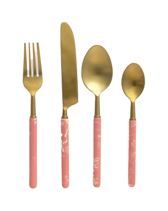 Set di posate rosa 22-20-20-18cm