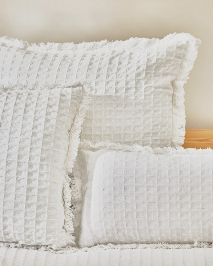 Fodera per cuscino a nido d’ape in cotone colore bianco 30x60cm