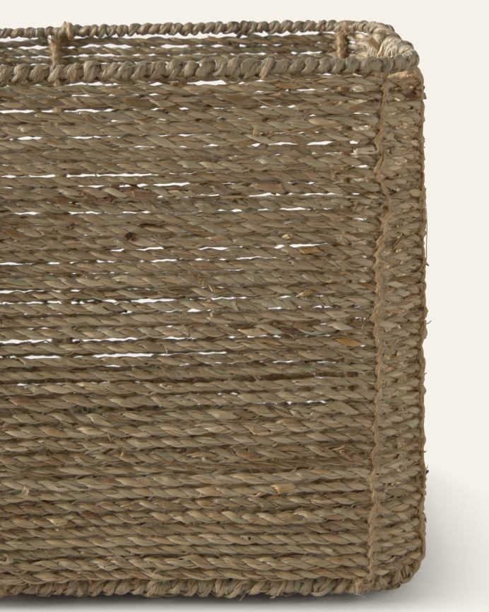 Cesto rettangolare in giunco di mare 32x23x20cm