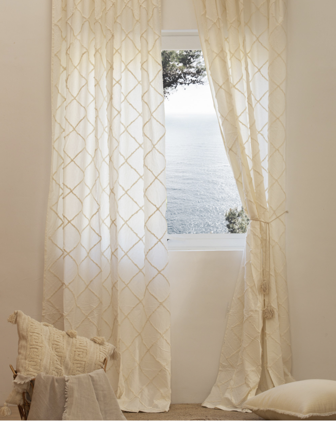 Tenda semi-traslucida in cotone colore naturale 140x280cm