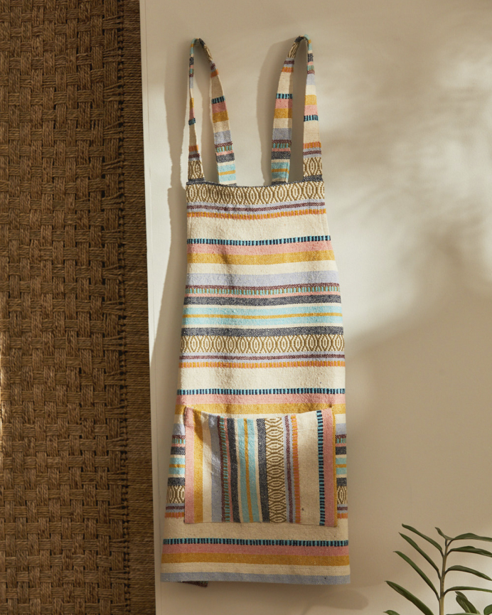Grembiule in cotone jacquard multicolore 70x64cm