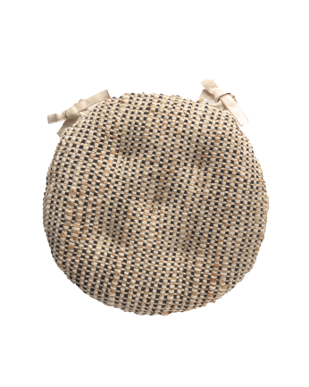 Cuscino rotondo per sedia in juta e cotone colore nero 40x4cm