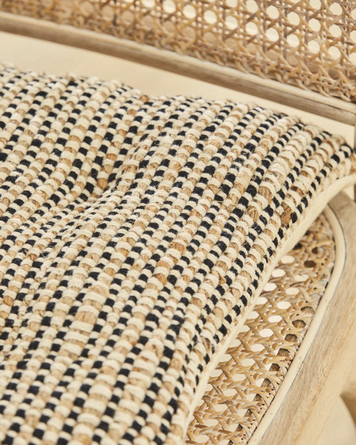 Cuscino quadrato per sedia in juta e cotone colore nero 40x40x4cm