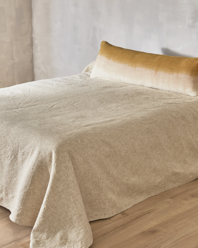 Copriletto in cotone e lino colore beige in diverse misure