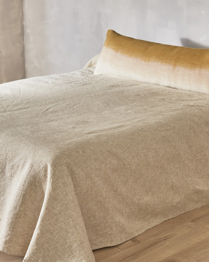 Copriletto in cotone e lino colore beige in diverse misure