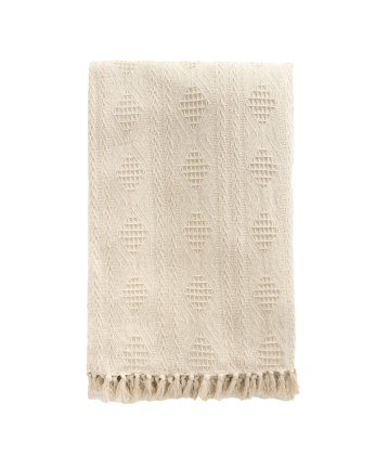Copriletto in cotone jacquard colore naturale in diverse misure