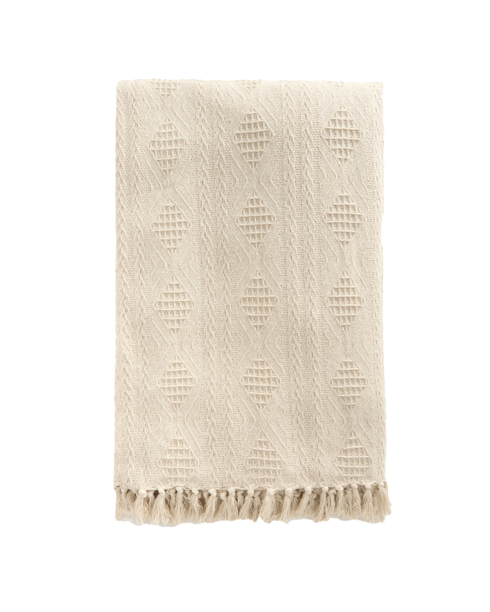 Copriletto in cotone jacquard colore naturale in diverse misure