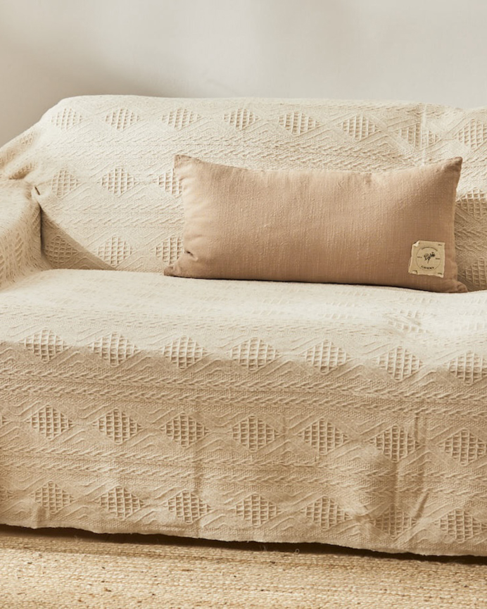 Copriletto in cotone jacquard colore naturale in diverse misure