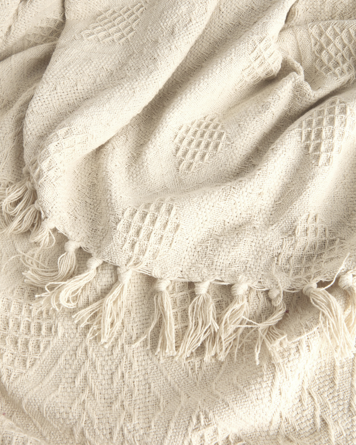 Copriletto in cotone jacquard colore naturale in diverse misure