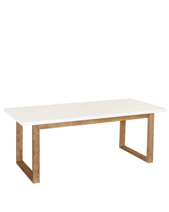 Tavoli da pranzo in legno massiccio laccato lucido in tonalità bianco vernice opaca in varie dimensioni