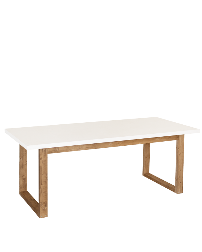 Tavoli da pranzo in legno massiccio laccato lucido in tonalità bianco vernice opaca in varie dimensioni