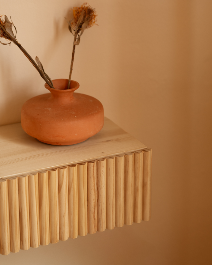 Comodino flottante in legno massello di rovere medio di 40cm