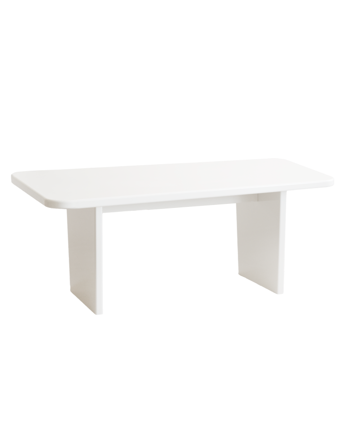 Tavolo da pranzo in legno massiccio con laccatura lucida in bianco sporco in varie dimensioni