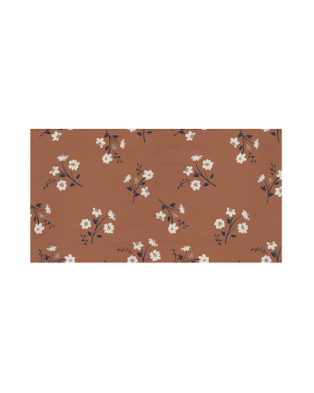 Testata di letto in legno massello con stampa motivo Flower terracotta decapata in diverse misure
