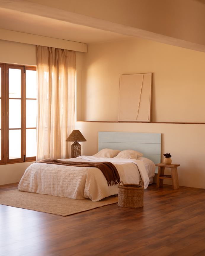 Testiera in legno massello colore blu decapato in diverse misure