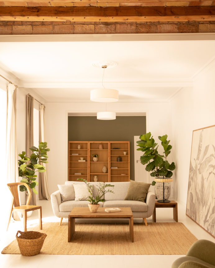 Tavolino in legno massello in tonalità di rovere scuro di 110x45x74cm