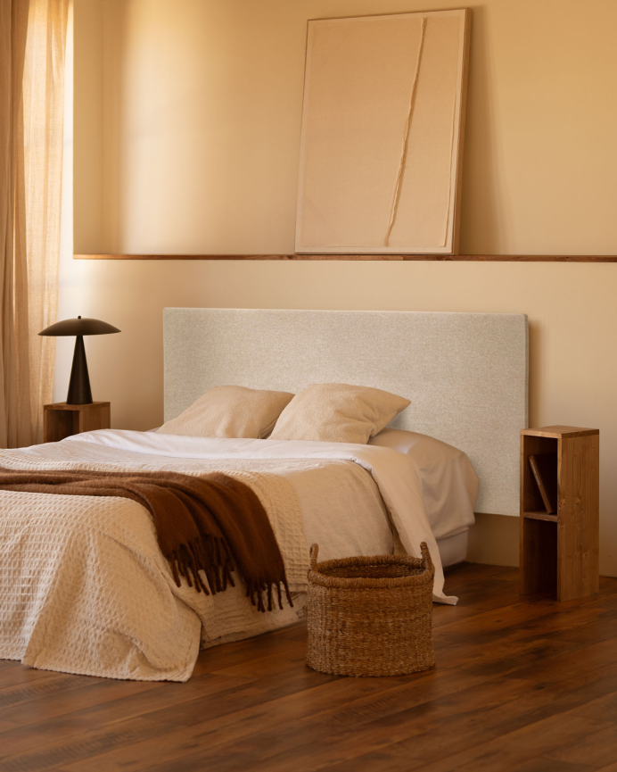 Testiera imbottita in poliestere liscio in colore beige in diverse misure
