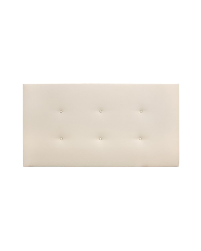 Testiera imbottita in ecopelle con bottoni di colore beige in diverse misure
