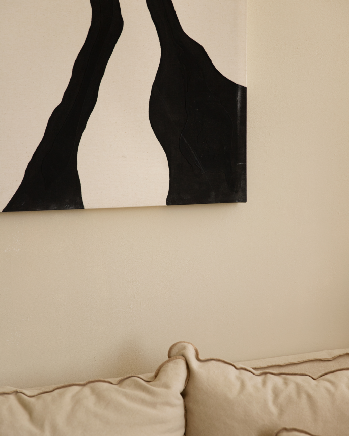 Quadro bianco e nero decorativo su tela di cotone con telaio in legno dipinto a mano con pittura ad olio in diverse misure