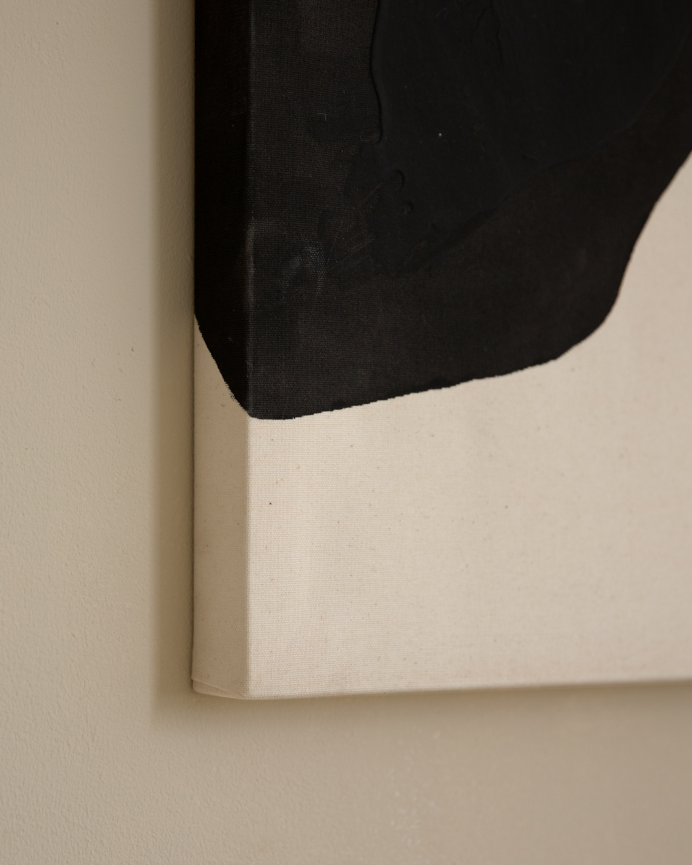 Quadro beige e nero decorativo su tela di cotone con telaio in legno dipinto a mano con pittura a olio in diverse misure