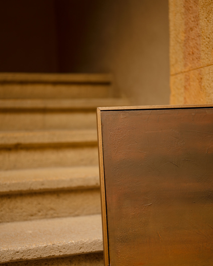 Quadro terracotta decorativo su tela di cotone con cornice in legno dipinta a mano con pittura a olio in varie dimensioni