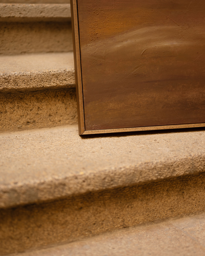 Quadro terracotta decorativo su tela di cotone con cornice in legno dipinta a mano con pittura a olio in varie dimensioni