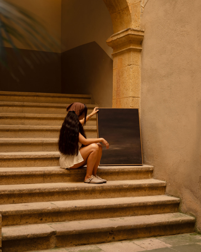 Quadro marrone decorativo su tela di cotone con cornice in legno dipinta a mano con pittura a olio in varie dimensioni