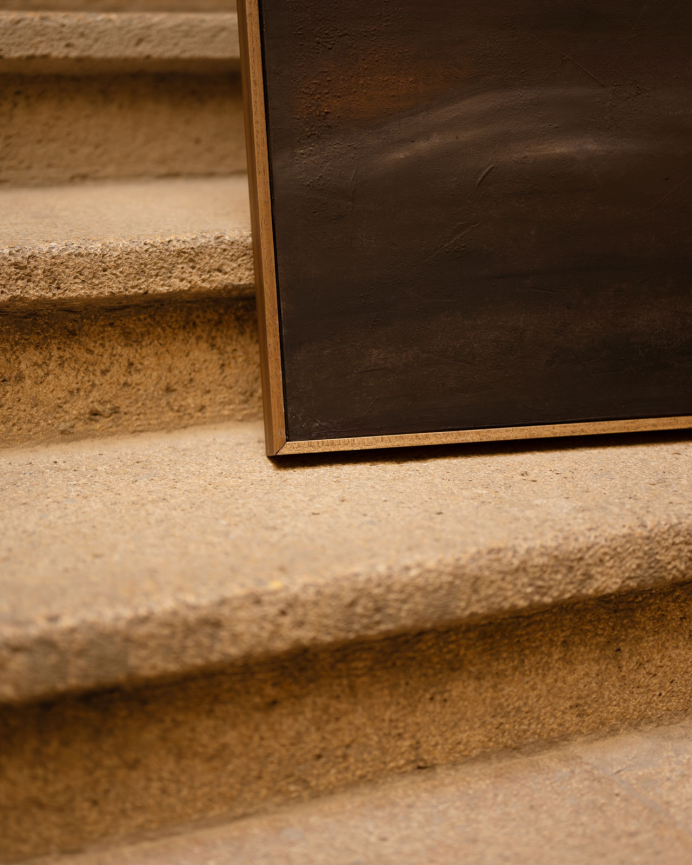 Quadro marrone decorativo su tela di cotone con cornice in legno dipinta a mano con pittura a olio in varie dimensioni