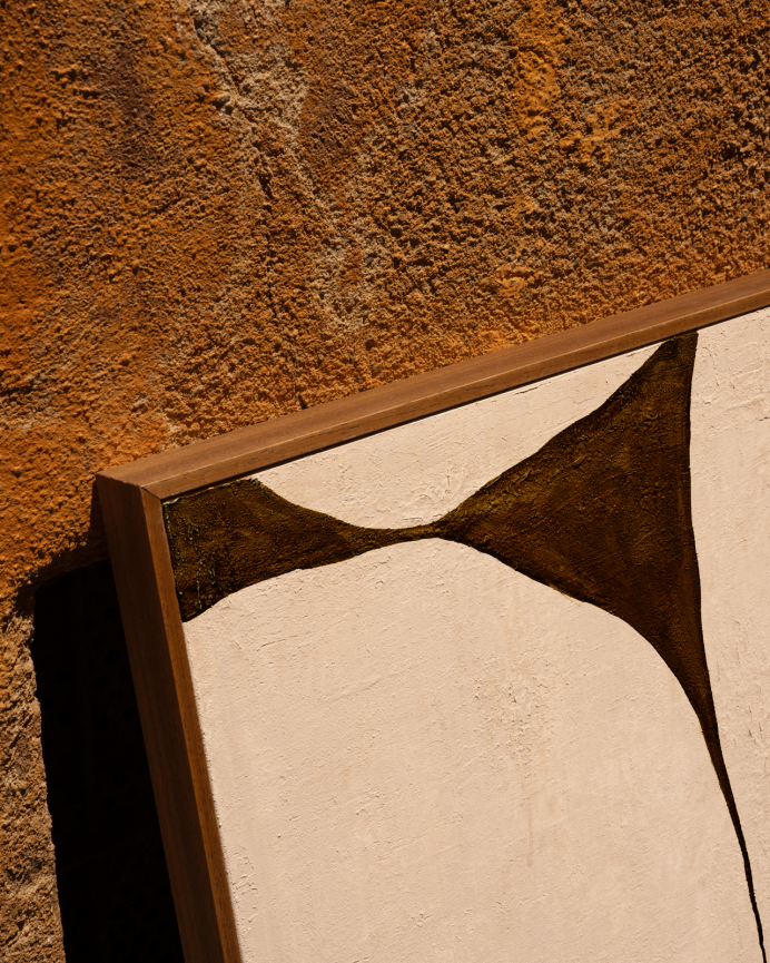 Quadro marrone decorativo su tela di cotone con cornice in legno dipinta a mano con pittura a olio in varie dimensioni