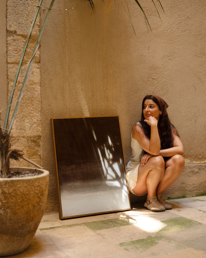 Quadro marrone decorativo su tela di cotone con cornice in legno dipinta a mano con pittura a olio in varie dimensioni