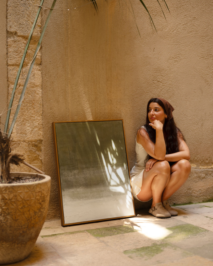 Quadro verde decorativo su tela di cotone con cornice in legno dipinta a mano con pittura a olio in varie dimensioni