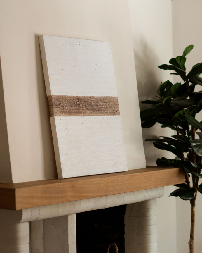Quadro bianco e marrone decorativo su cotone con telaio in legno dipinto a mano con pittura ad olio in diverse misure