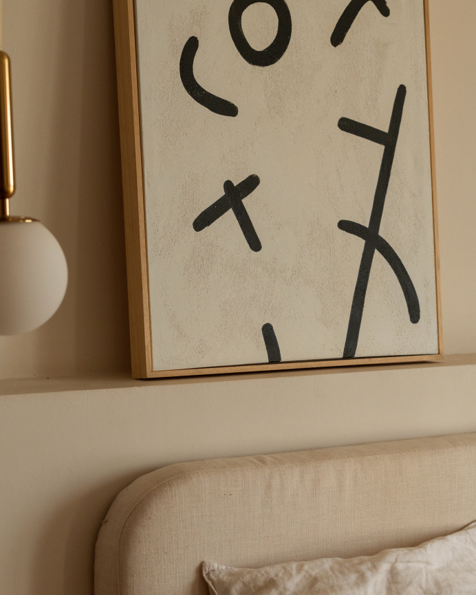 Quadro bianco e nero decorativo su cotone con telaio in legno dipinto a mano con pittura ad olio in diverse misure
