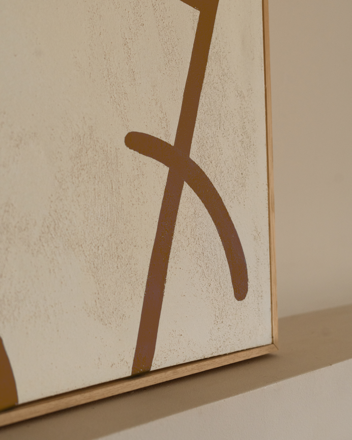 Quadro beige e marrone decorativo su cotone con telaio in legno dipinto a mano con pittura ad olio in diverse misure