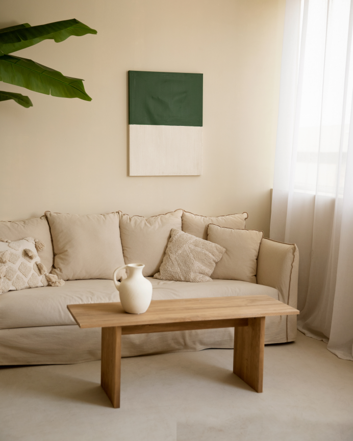 Quadro verde e bianco decorativo su tela di cotone con telaio in legno dipinto a mano con pittura a olio in diverse misure