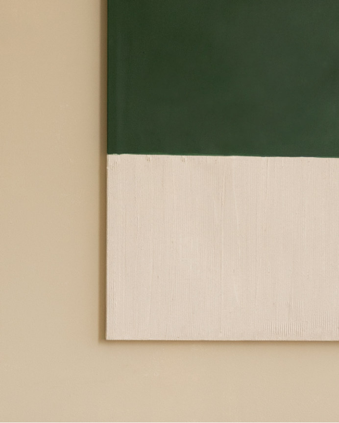 Quadro verde e bianco decorativo su tela di cotone con telaio in legno dipinto a mano con pittura a olio in diverse misure