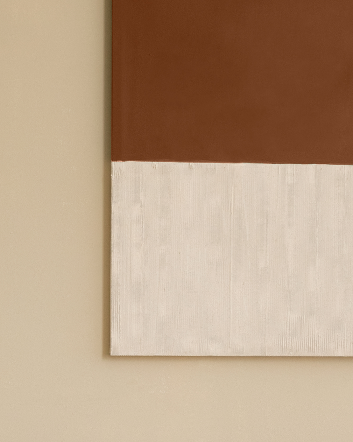 Quadro terracotta e bianco decorativo su cotone con telaio in legno dipinto a mano con pittura ad olio in diverse misure